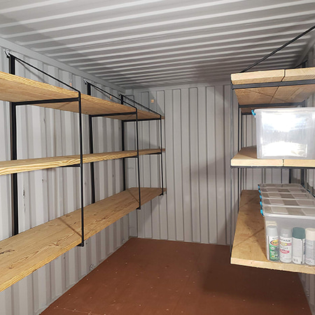 custom shipping container with shelves